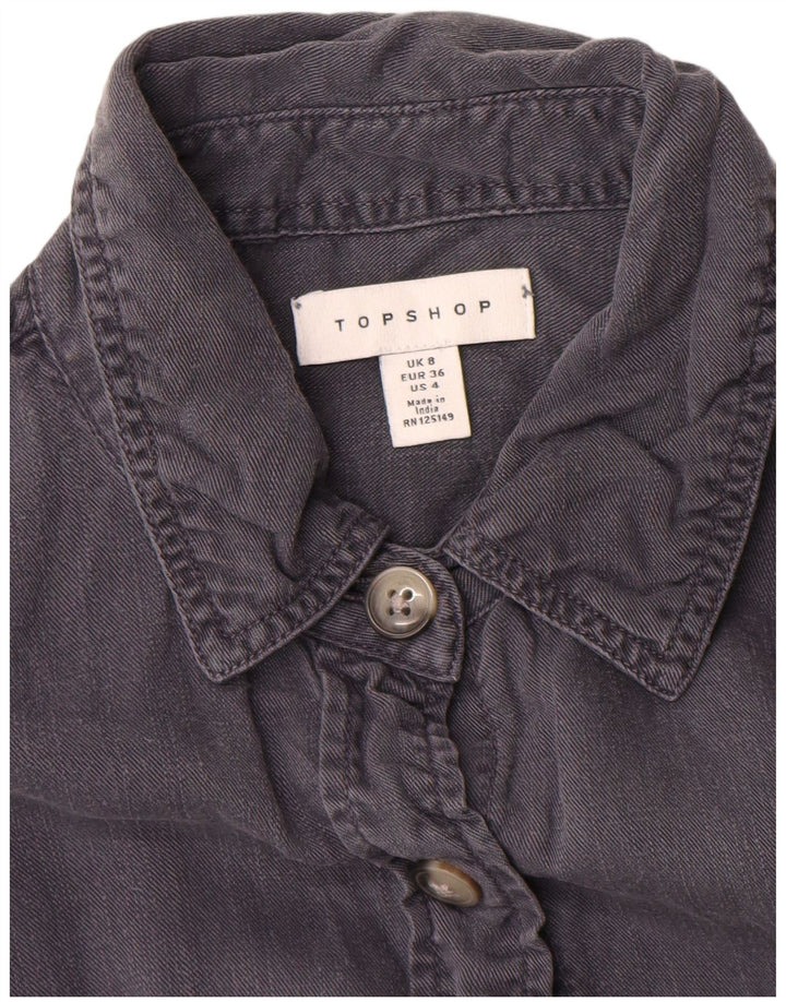 Topshop γυναικείο πουκάμισο UK 8 Small Grey Tencel