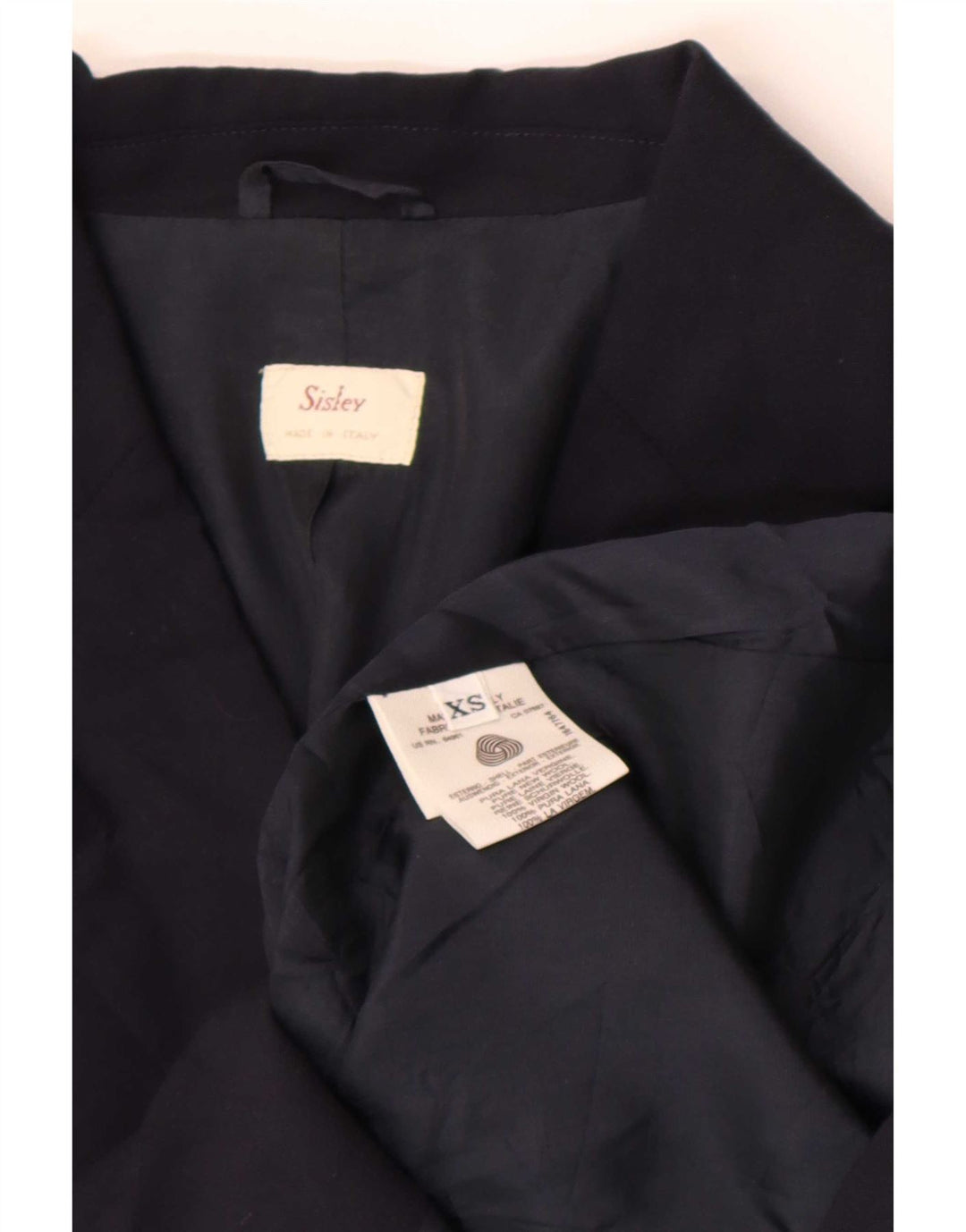 Sisley Γυναικείο μπουφάν blazer UK 6 XS Navy Blue Virgin Wool