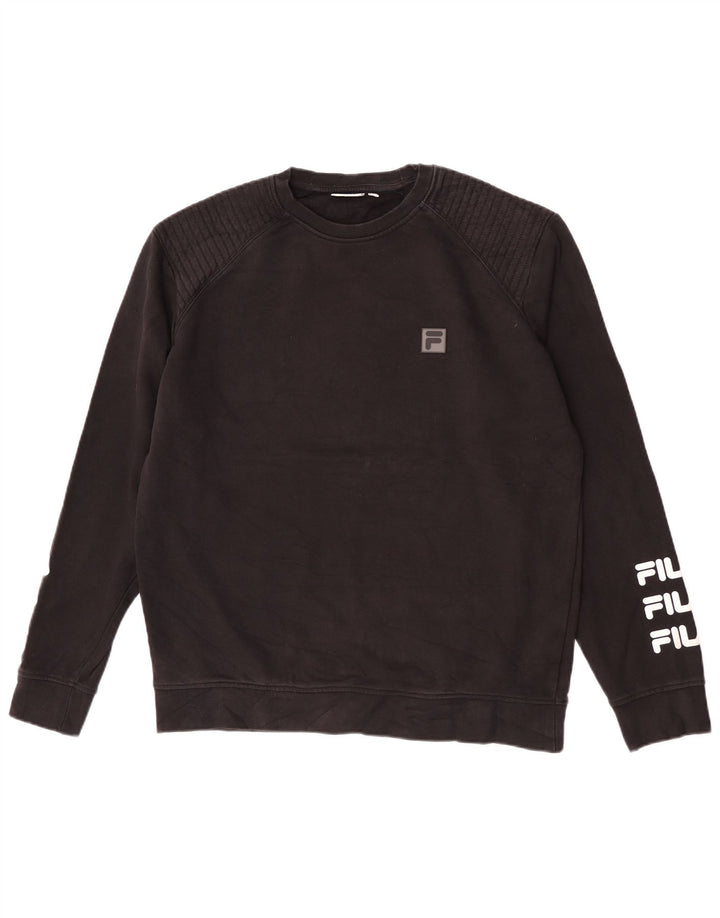 Ανδρικό φούτερ Fila Graphic Regular Fit Jumper μεγάλο μαύρο βαμβακερό