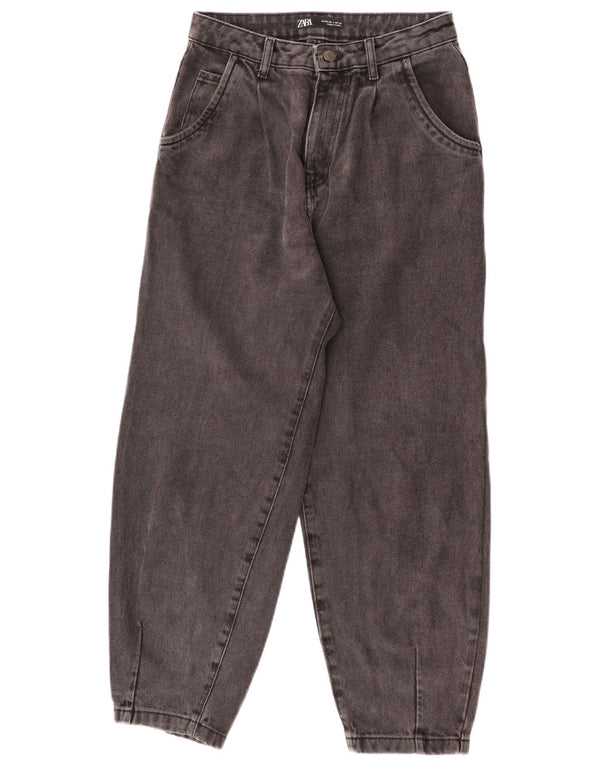 Zara γυναικείο ψηλόμεσο φαρδύ τζιν EU 36 XS W26 L26 Γκρι βαμβακερό