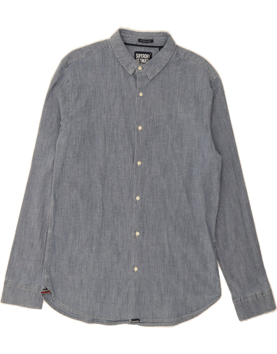 SUPERDRY Mens Tailored Slim Shirt Large Blue Cotton Vintage Superdry and Second-Hand Superdry from Messina Hembry 