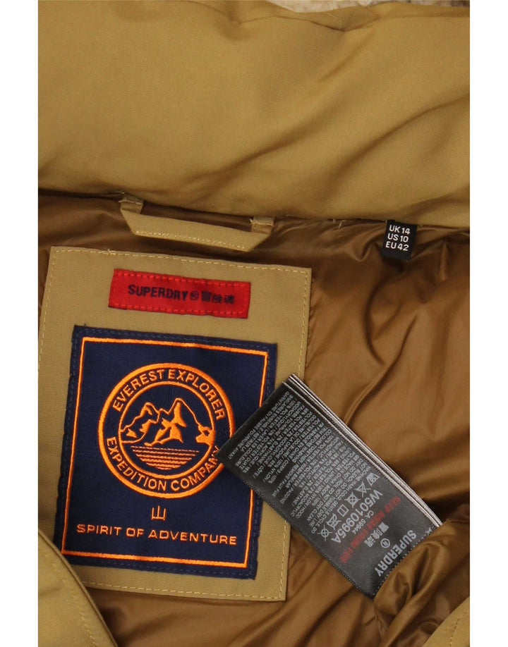 Superdry γυναικείο μπουφάν με κουκούλα UK 14 μεγάλο μπεζ πολυεστέρας