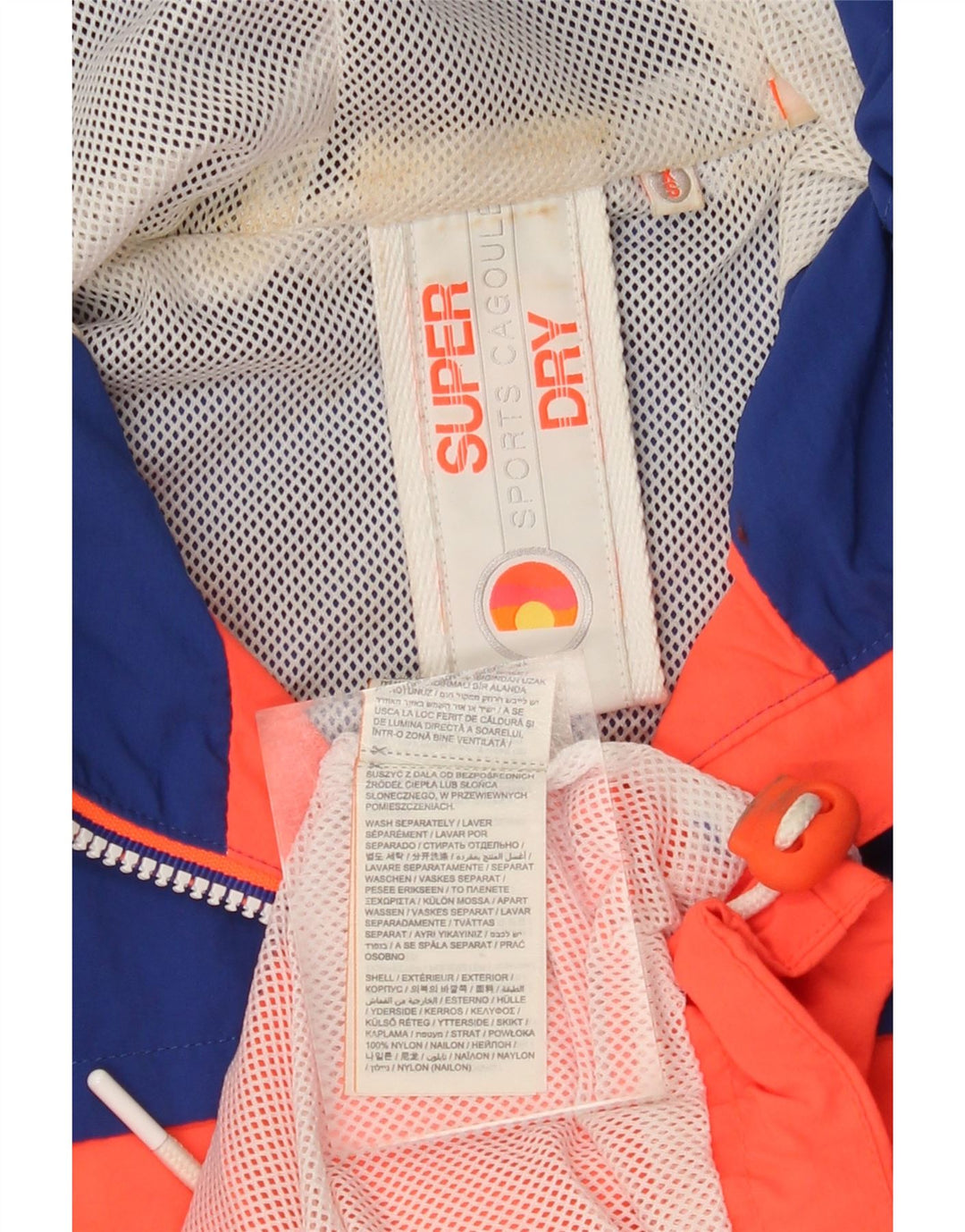 Ανδρικό μπουφάν βροχής με κουκούλα SUPERDRY UK 34 XS Orange Colourblock Nylon