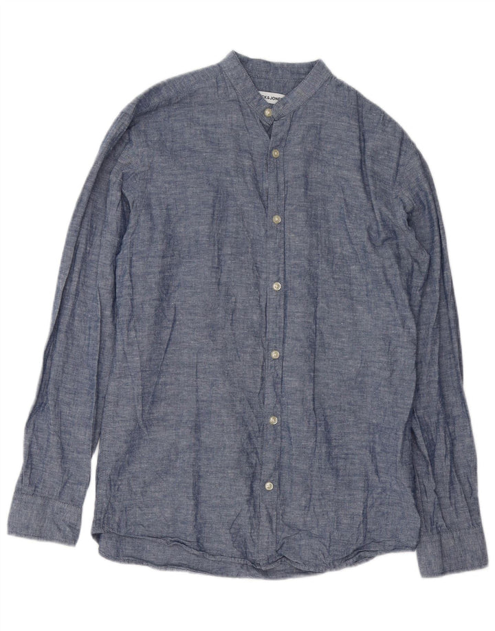 Ανδρικό πουκάμισο Jack & Jones, μικρό μπλε βαμβακερό