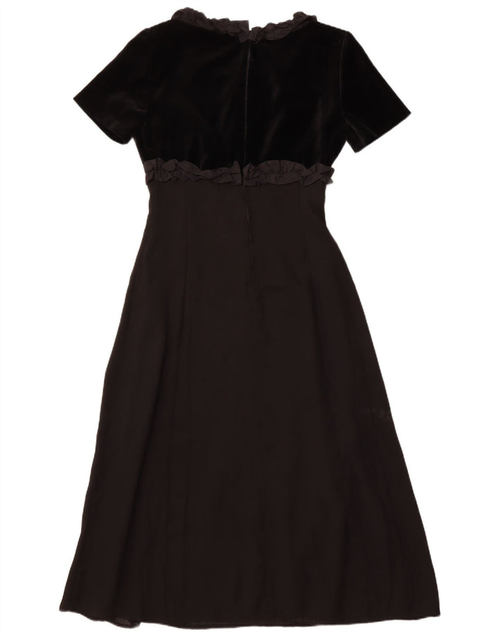 Vintage γυναικείο βολάν Μπροστινό Maxi Φόρεμα IT 42 Μεσαίο Μαύρο