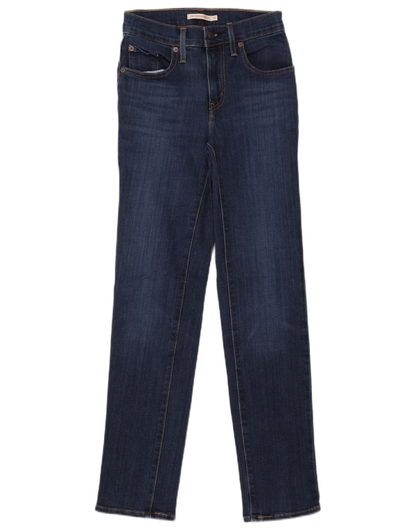Levi's Womens 724 High Rise Straight Jeans W25 L32 Navy Blue Cotton