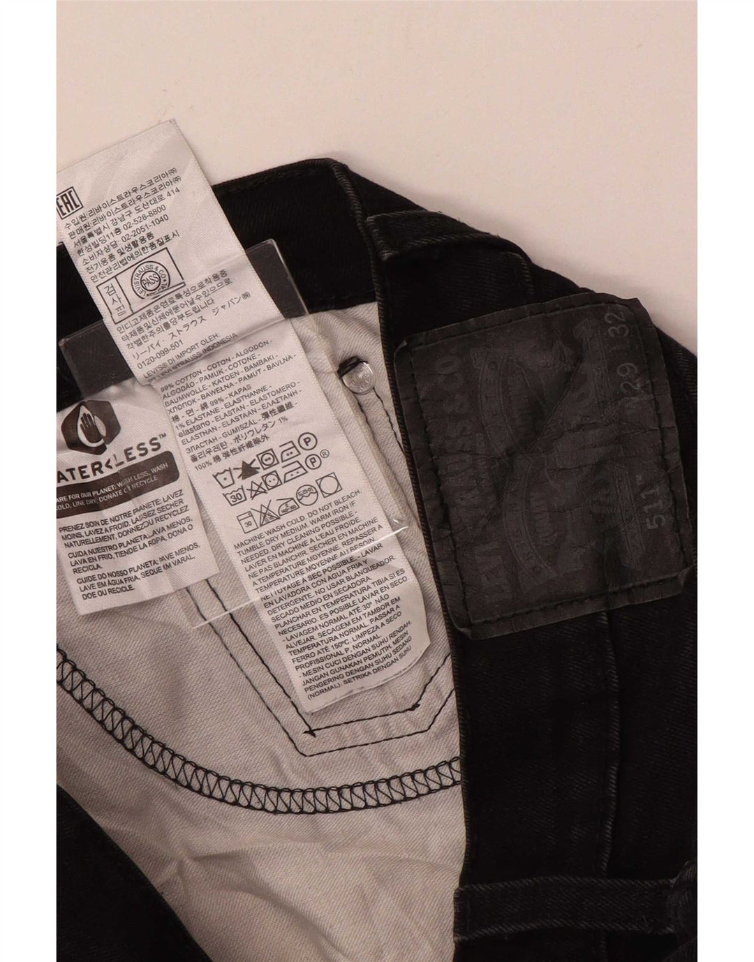Levi's Mens 511 Slim Jeans W29 L32 Μαύρο βαμβακερό