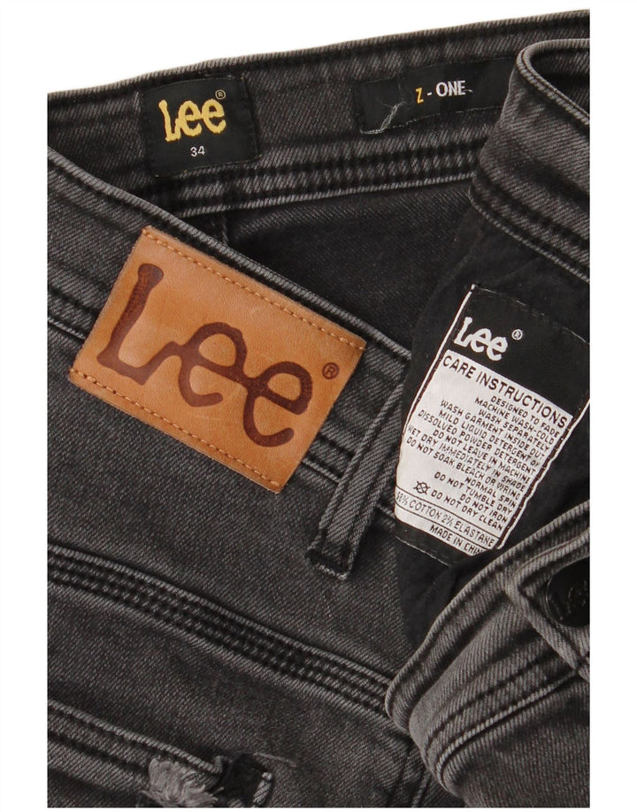 Lee Mens Distressed Skinny Jeans W34 L30 Γκρι βαμβακερό