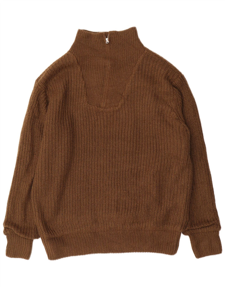 VINTAGE Ανδρικό πουλόβερ με φερμουάρ IT 52/54 Μεγάλο καφέ πολυακρυλικό