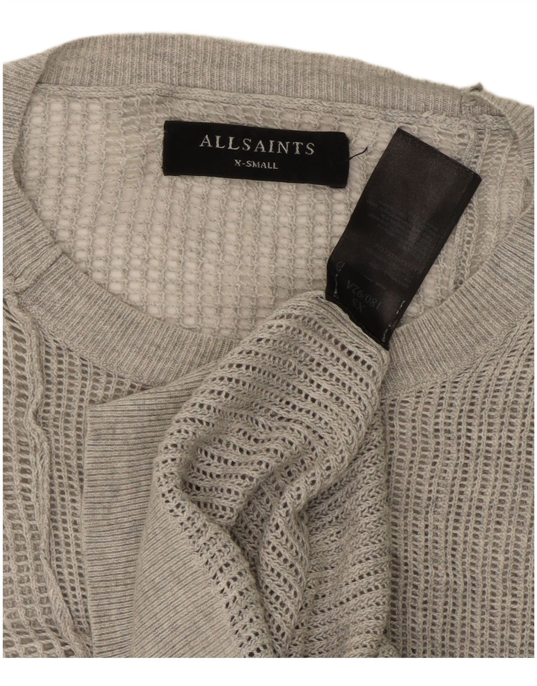 Πουλόβερ ALL SAINTS Ανδρικό See Through Crew Neck Jumper XS Γκρι βαμβακερό