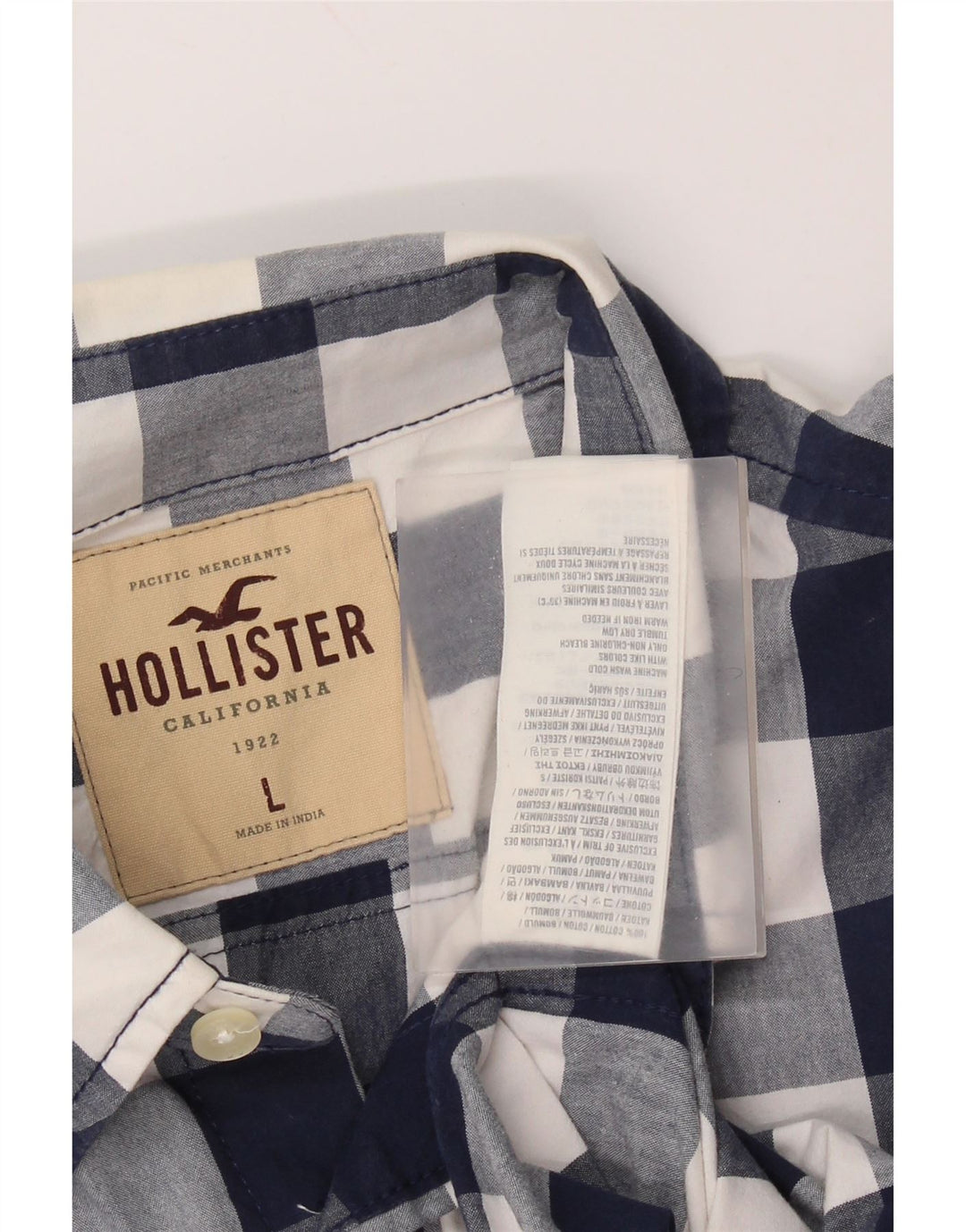 Ανδρικό πουκάμισο Hollister Large Navy Blue Gingham Cotton