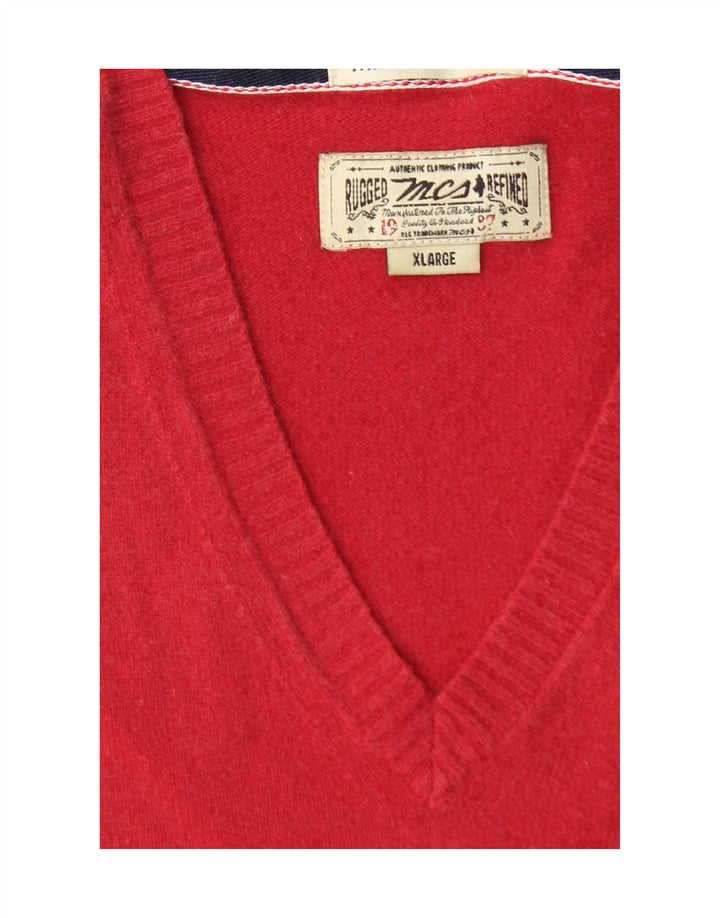 MARLBORO CLASSICS Mens Rugged & Refined V-Neck Jumper Sweater XL Red