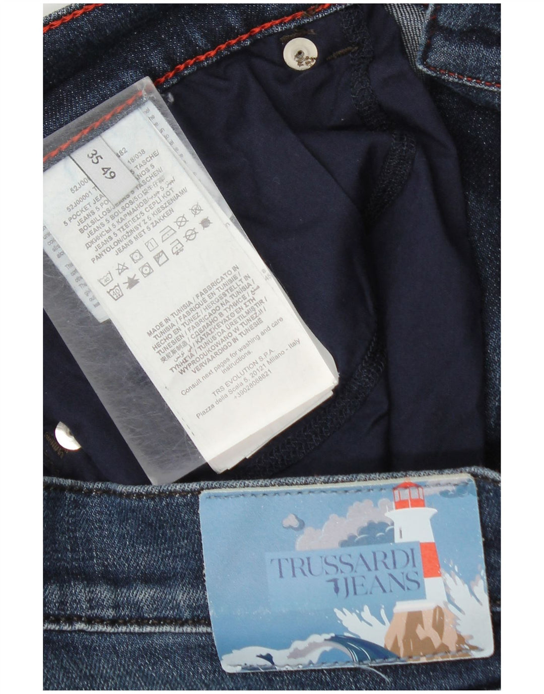 Ανδρικό τζιν Trussardi ίσιο W35 L31 Μπλε βαμβακερό
