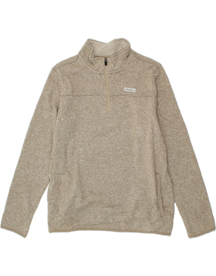 EDDIE BAUER Mens Zip Neck Sweatshirt Jumper Large Grey Polyester Vintage Eddie Bauer and Second-Hand Eddie Bauer from Messina Hembry 