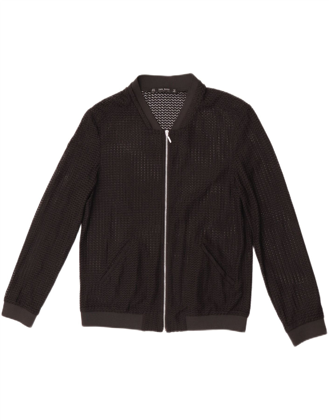 Zara Γυναικείο See throught Bomber Jacket UK 14 Medium Black