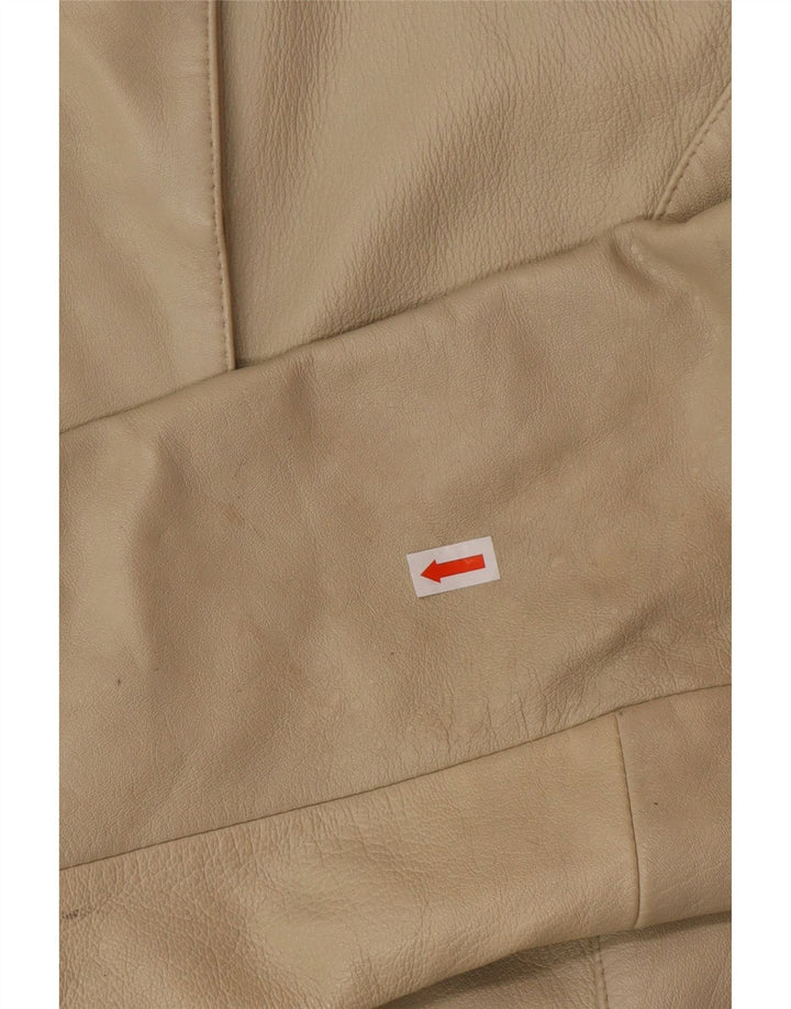 OLLY & CO Γυναικείο Δερμάτινο Παλτό UK 10 Small Beige Leather