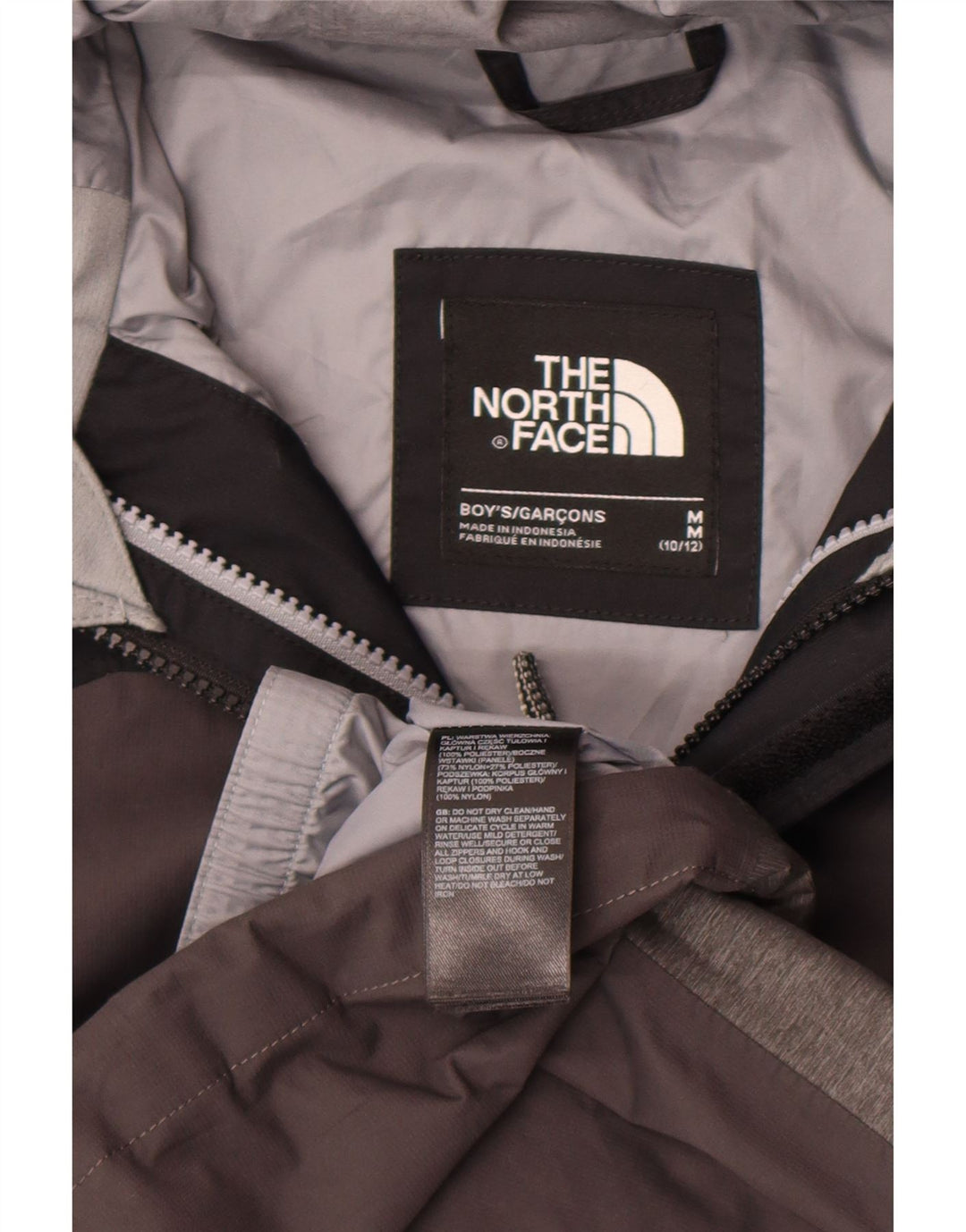 The North Face Boys Hooded Rain Jacket 10-11 Years Medium Grey Polyester