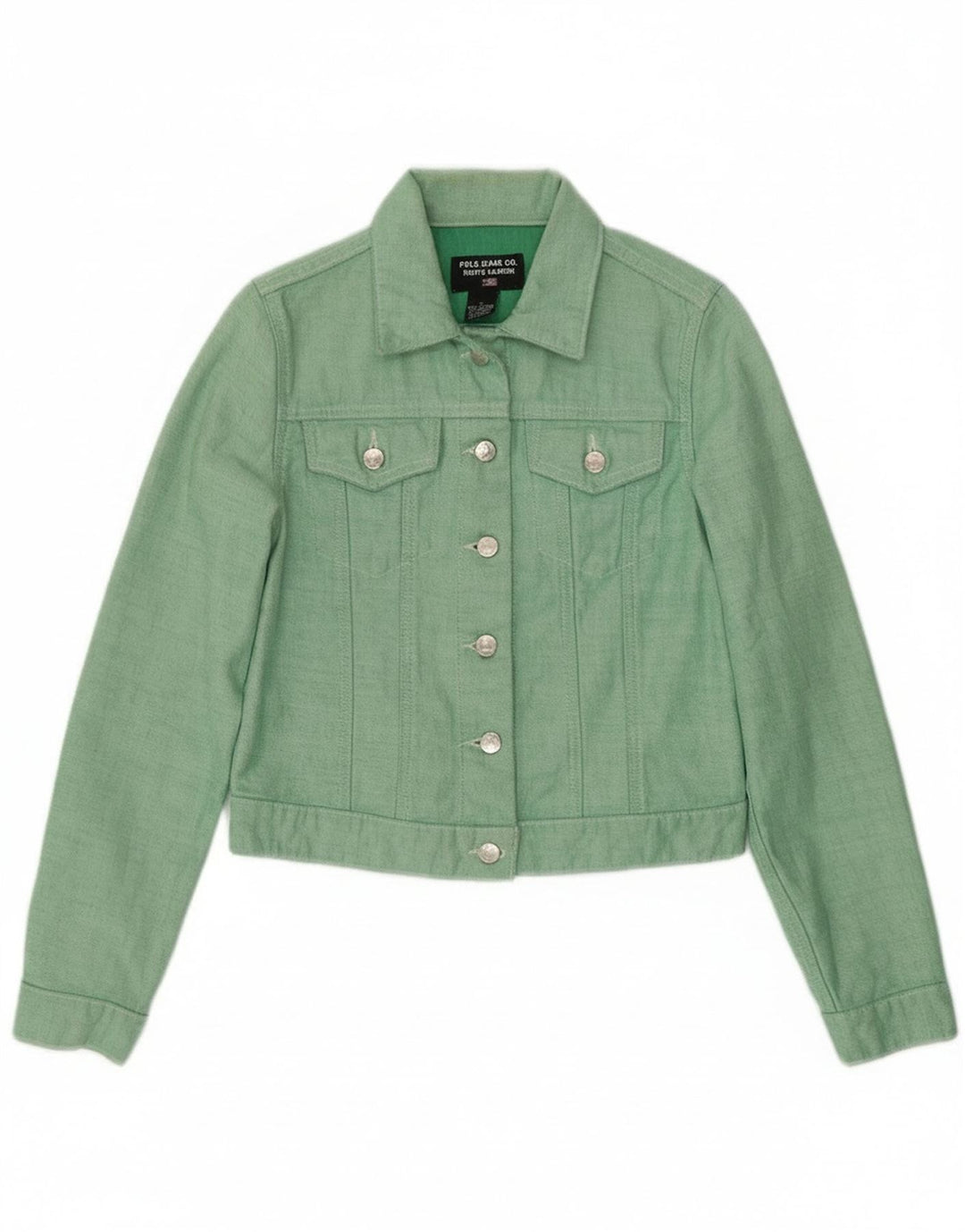 Ralph Lauren Γυναικείο Crop Τζιν Μπουφάν UK 10 Small Green Cotton