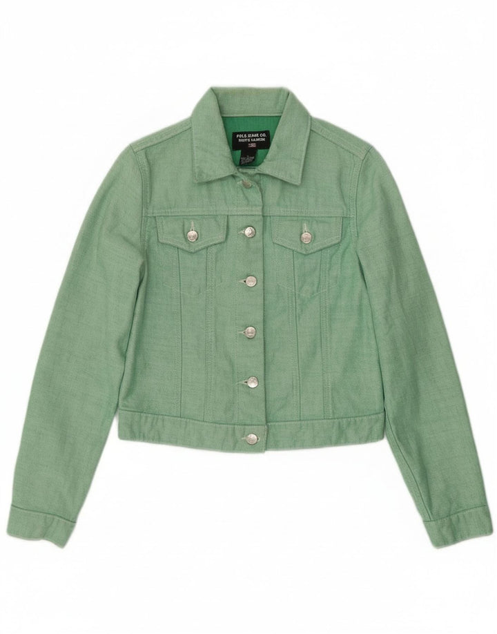 Ralph Lauren Γυναικείο Crop Τζιν Μπουφάν UK 10 Small Green Cotton
