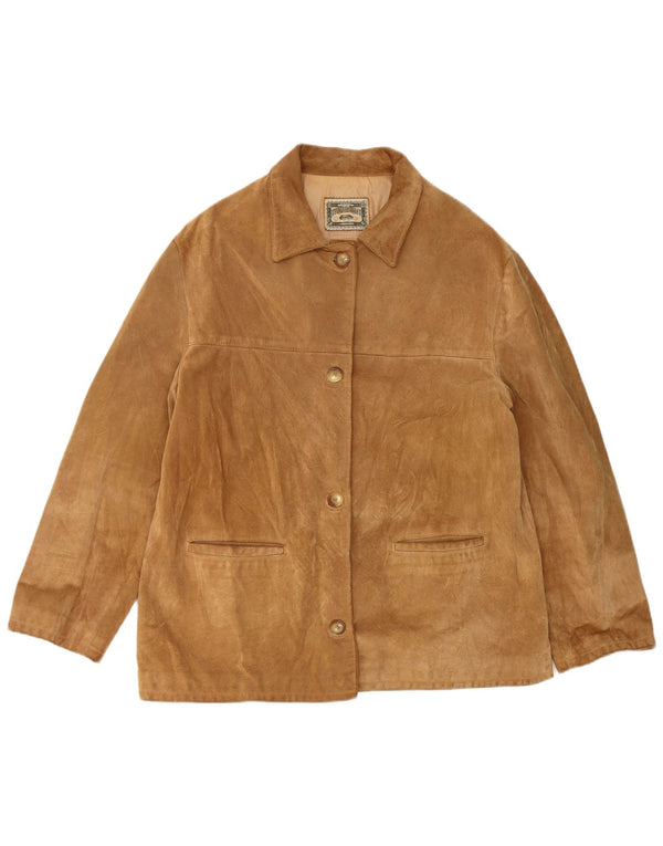 Lavorazione Artigiana Γυναικείο Μπουφάν blazer 4 κουμπιών UK 14 Μεσαίο καφέ
