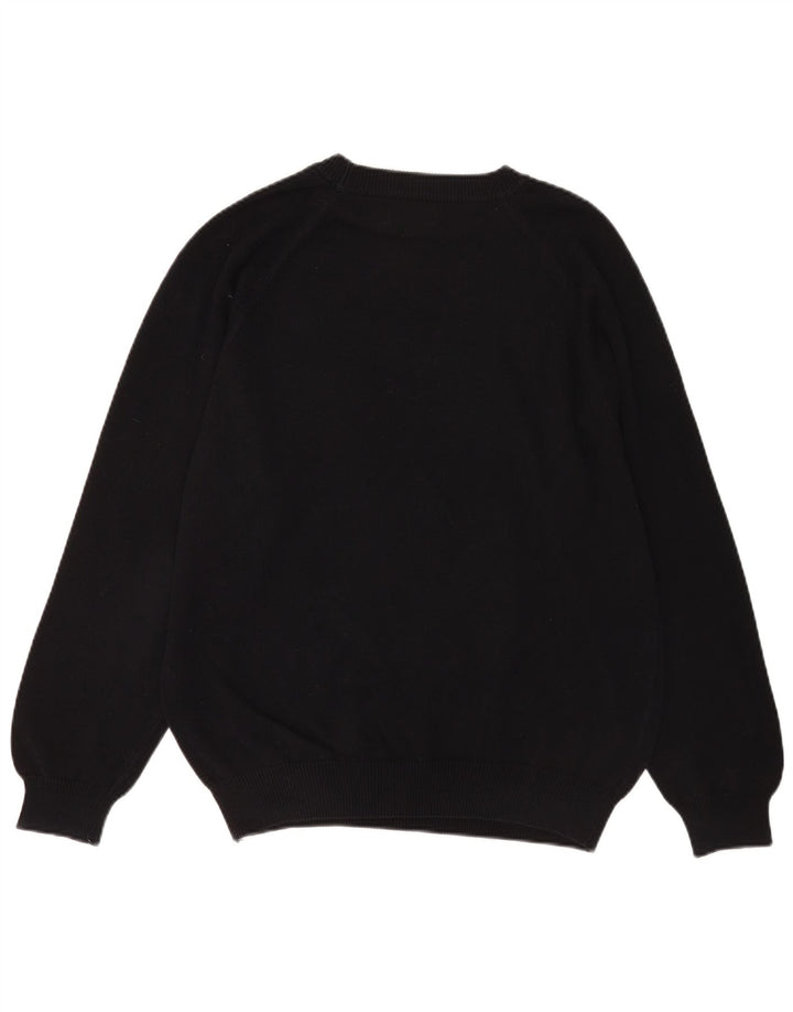 Ανδρικό πουλόβερ Benetton Crew Neck Jumper Μεγάλο μαύρο βαμβακερό