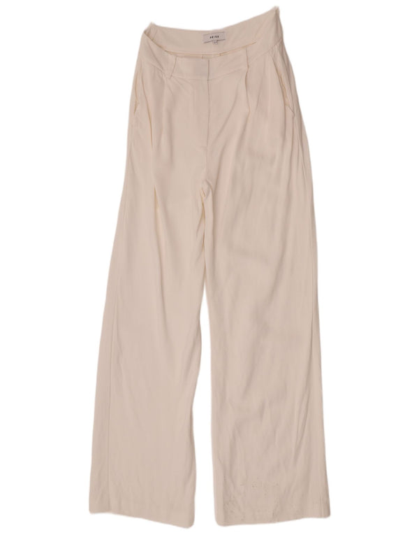 Reiss γυναικείο φαρδύ παντελόνι casual UK 10 Small W28 L33 White