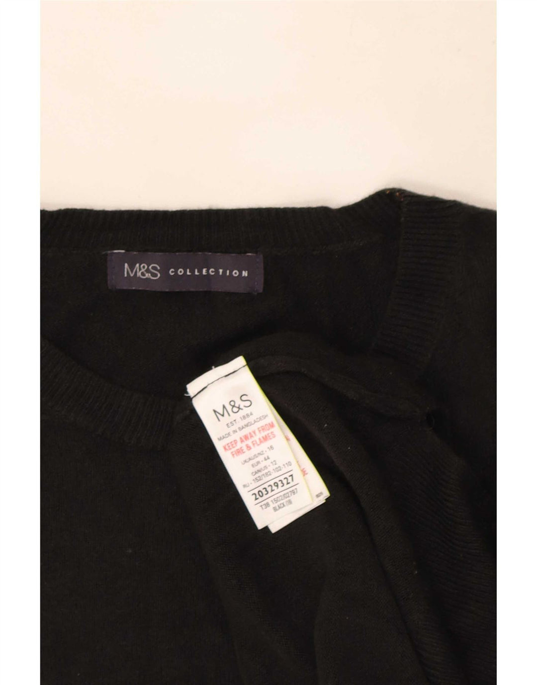 Marks & Spencer Γυναικείο πουλόβερ με λαιμόκοψη μεγάλου μεγέθους UK 16 μεγάλο μαύρο