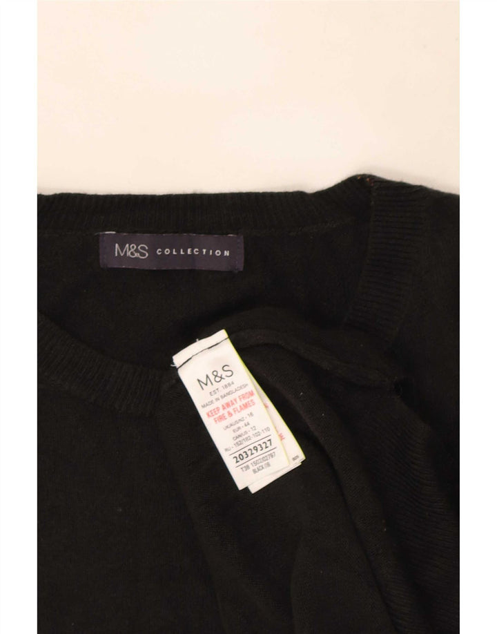 Marks & Spencer Γυναικείο πουλόβερ με λαιμόκοψη μεγάλου μεγέθους UK 16 μεγάλο μαύρο