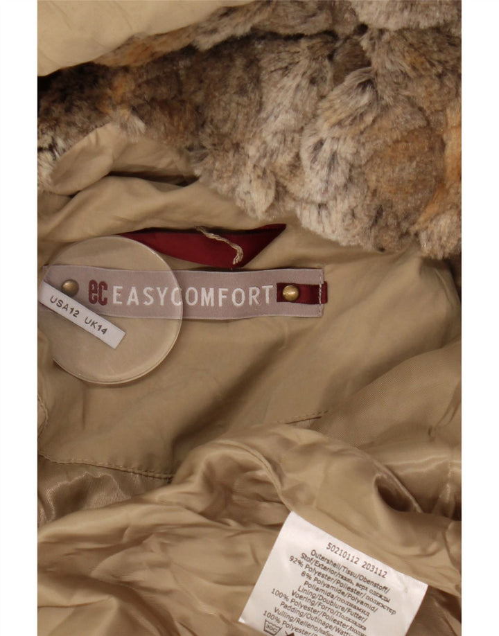 Easy Comfort Γυναικείο παλτό με κουκούλα UK 14 μεγάλο μπεζ πολυεστέρας