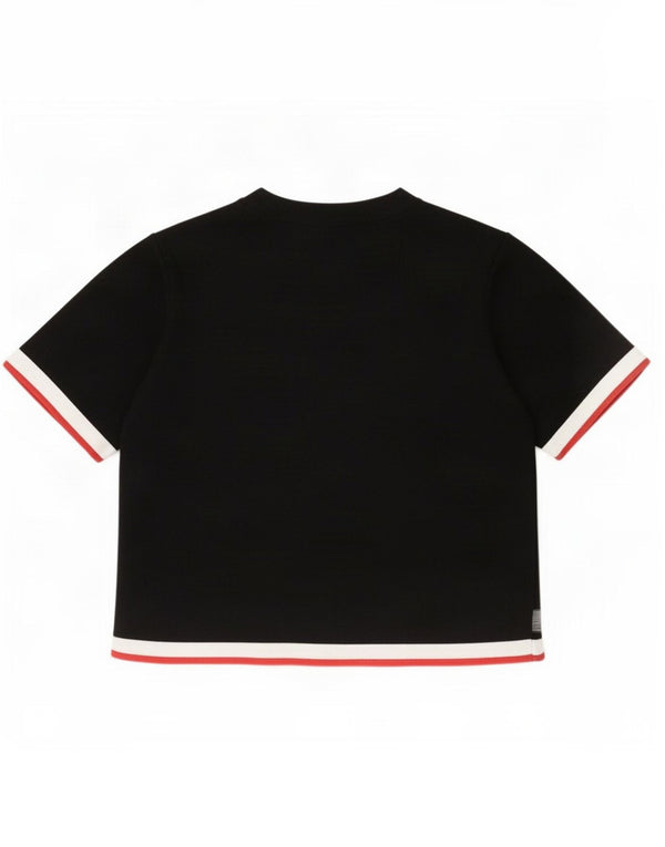 Zara Γυναικείο T-Shirt τοπ UK 10 Small Black Colorblock Viscose