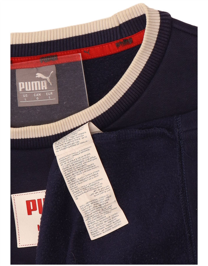 Ανδρικό γραφικό φούτερ Puma Jumper Μεγάλο μπλε Navy Colourblock Βαμβακερό