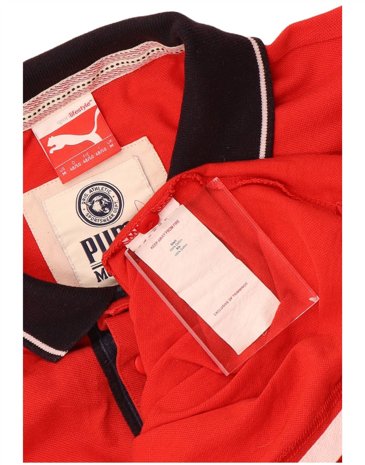Ανδρικό μπλουζάκι ράγκμπι πόλο PUMA, μεσαίο κόκκινο βαμβακερό