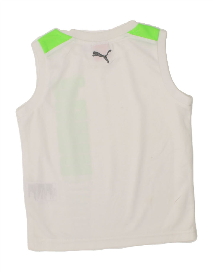 PUMA Boys Graphic Vest Top 2-3 Years White Polyester Vintage Puma and Second-Hand Puma from Messina Hembry 