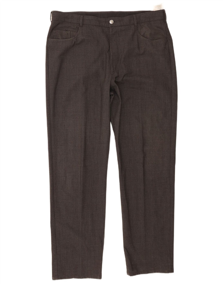Marks & Spencer Ανδρικό ίσιο casual παντελόνι W38 L31 Grey Check Polyester
