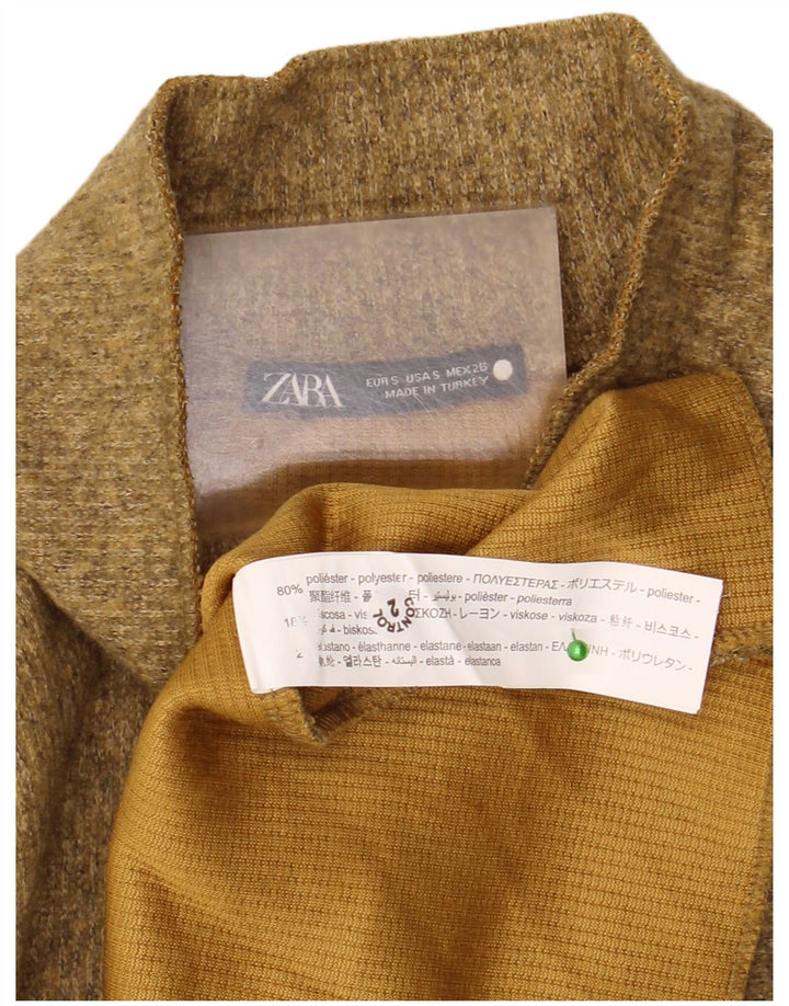 Zara γυναικείο τοπ μακρυμάνικο UK 10 Small Green Flecked Polyester