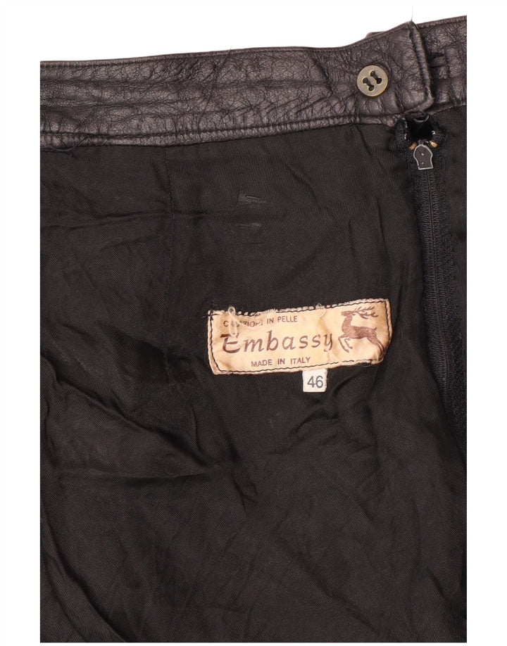 EBASSY Γυναικεία Ψηλόμεση Δερμάτινη Φούστα IT 46 Μεγάλη W26 Μαύρη Δερμάτινη