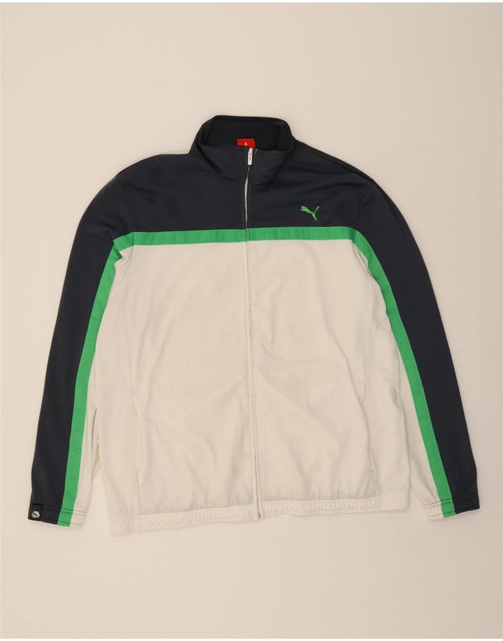 PUMA Mens Tracksuit Top Jacket 2XL White Colourblock Polyester Vintage Puma and Second-Hand Puma from Messina Hembry 