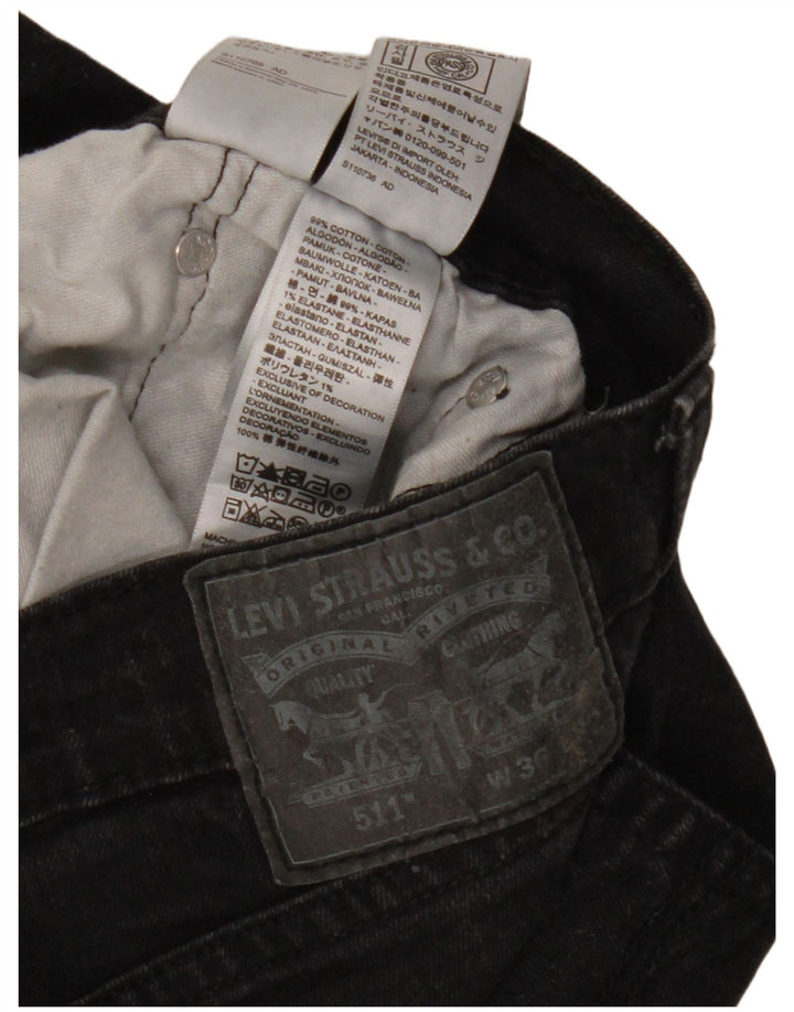 Levi's Mens 511 Slim Jeans W36 L32 Μαύρο βαμβακερό