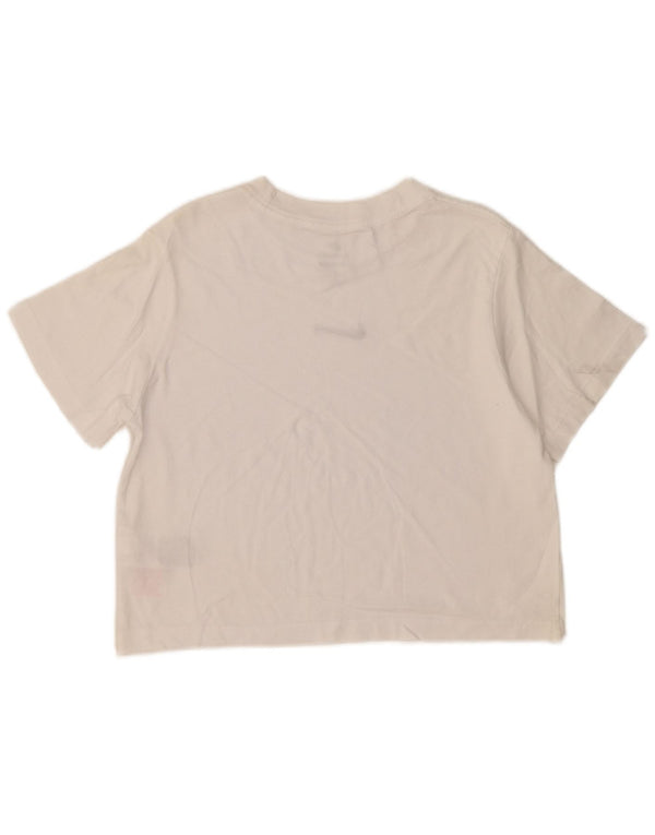 Μπλουζάκι Nike Girls Loose Fit 10-11 ετών, μεσαίο λευκό βαμβακερό