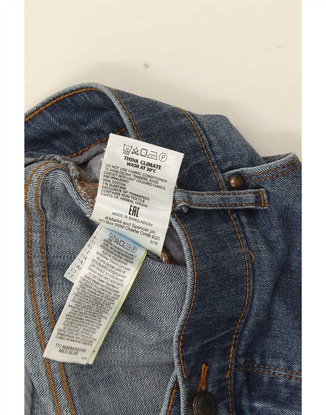 Ανδρικό τζιν ίσιο Marks & Spencer Regular Fit W40 L33 Μπλε βαμβακερό