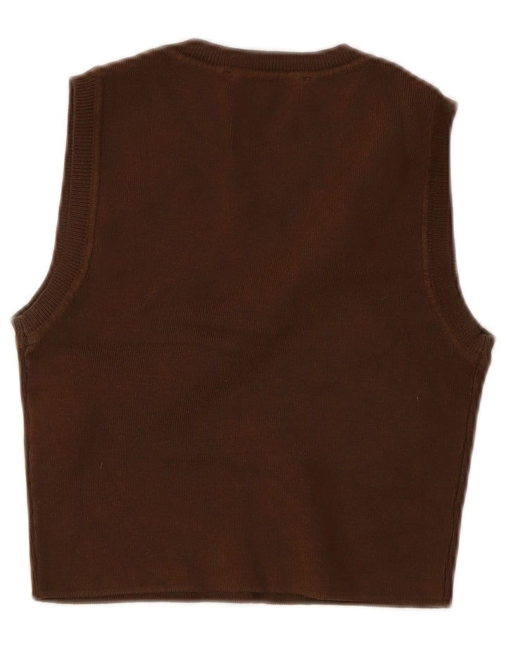 Zara Γυναικείο Αμάνικο Crop Top UK 12 μεσαία καφέ βισκόζη