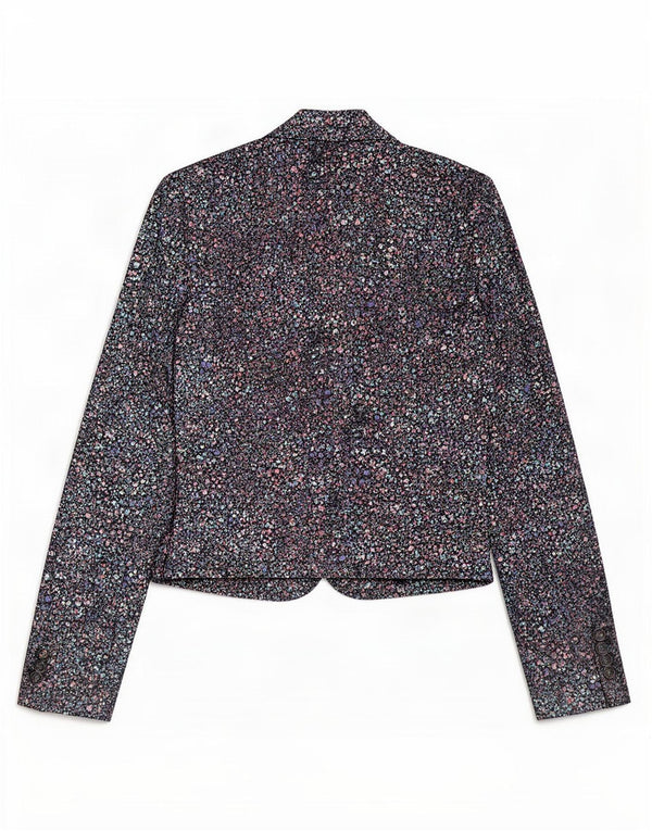 Monsoon Womens Bolero Jacket UK 12 Medium Black Floral Cotton