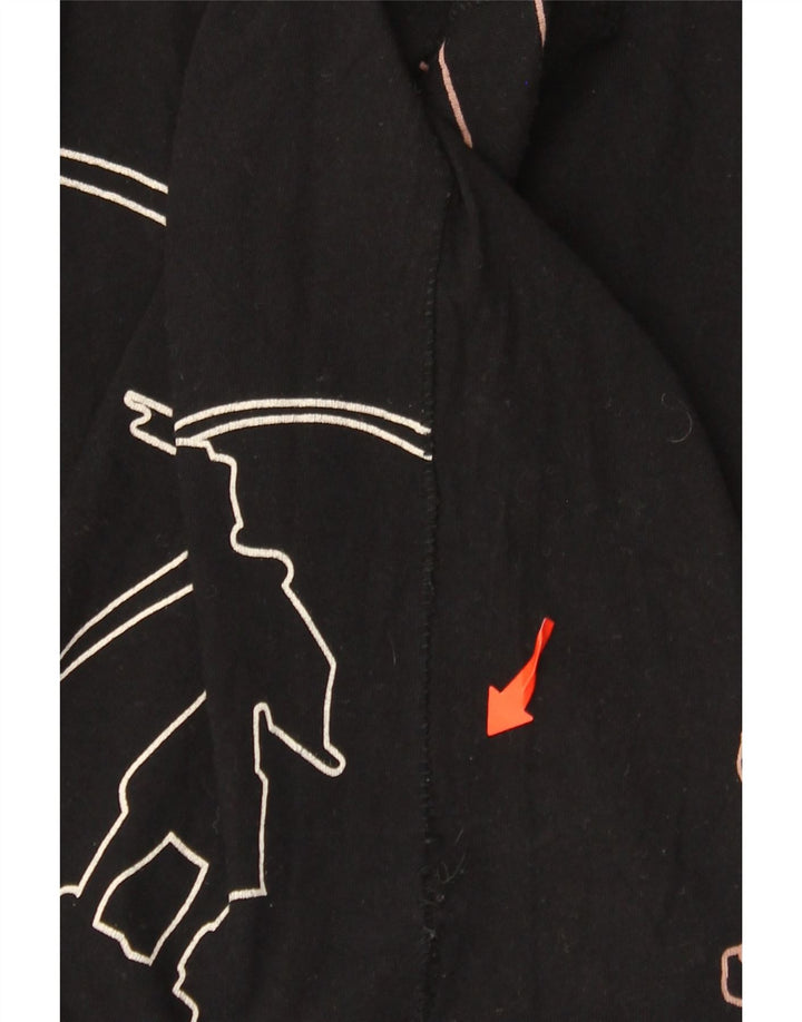 Desigual Γυναικείο Μπλουζάκι με γραφικό μακρυμάνικο UK 12 μεσαίο μαύρο βαμβακερό