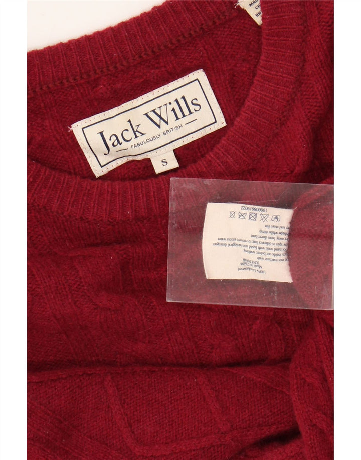 JACK WILLS Ανδρικό πουλόβερ με λαιμόκοψη, μικρό κόκκινο μαλλί