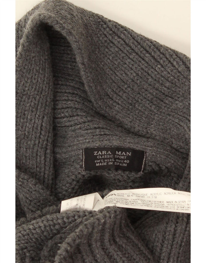 Πουλόβερ ZARA Ανδρικό Σάλι Λαιμόκοψη Μεγάλο Γκρι Ακρυλικό