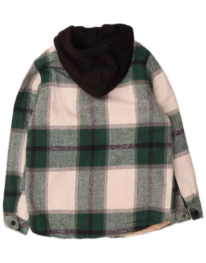 Vintage Ανδρική κουκούλα Sherpa Utility Jacket UK 36 Small Green Check Polyester