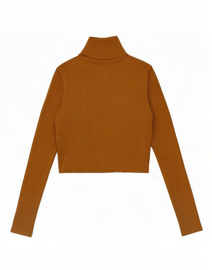 Zara Γυναικείο Crop Top μακρυμάνικο UK 12 Medium Beige