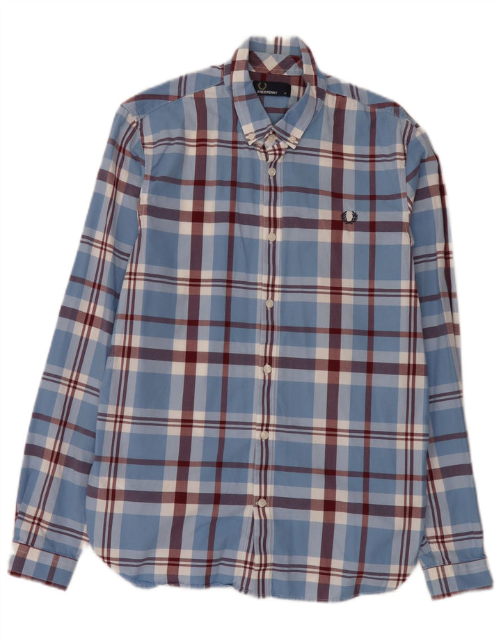 Ανδρικό πουκάμισο Fred Perry, μεσαίο μπλε, βαμβακερό