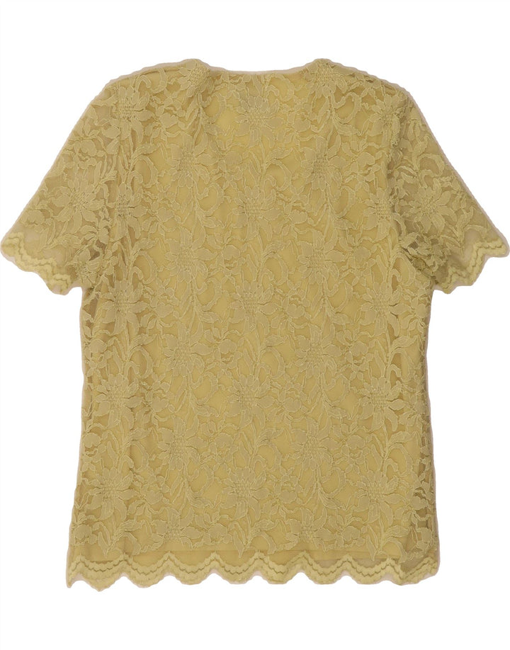 VINTAGE Womens Blouse Top UK 10 Small Yellow Polyamide Vintage Vintage and Second-Hand Vintage from Messina Hembry 