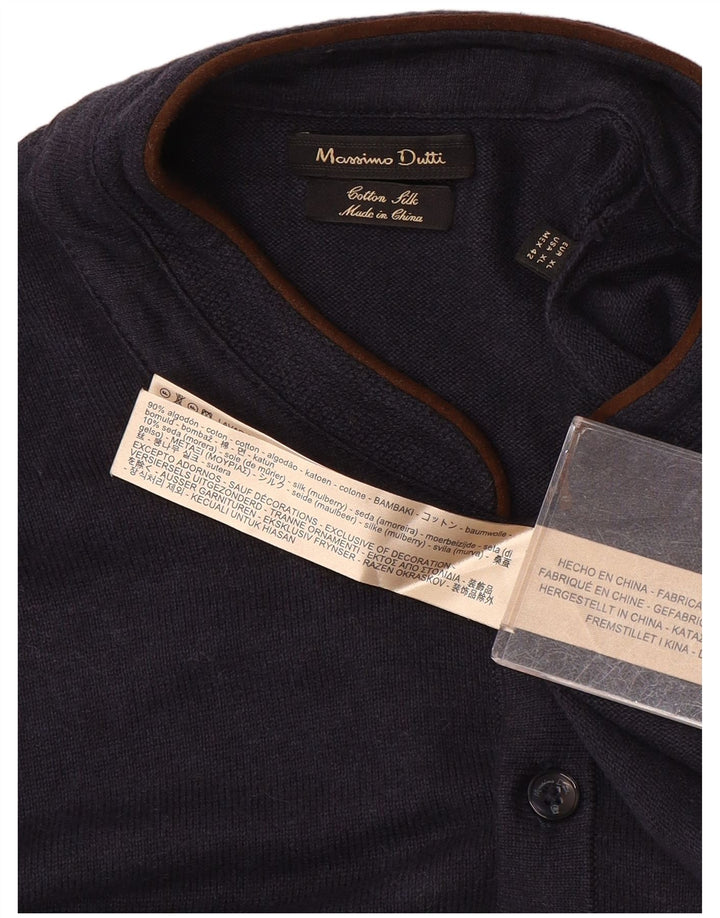 Ανδρικό πουλόβερ Massimo Dutti με λαιμό και λαιμό XL Navy Blue Cotton